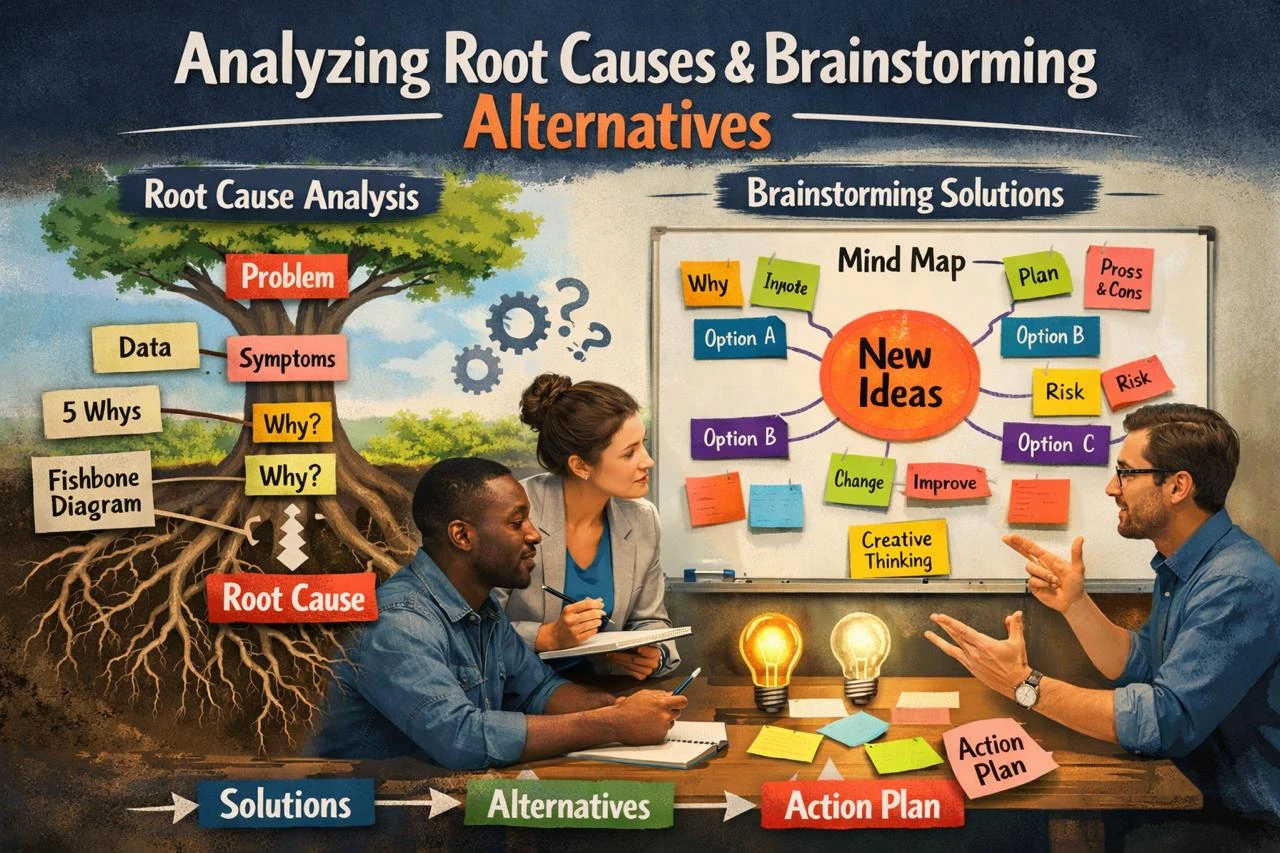Analyzing root causes and brainstorming alternatives